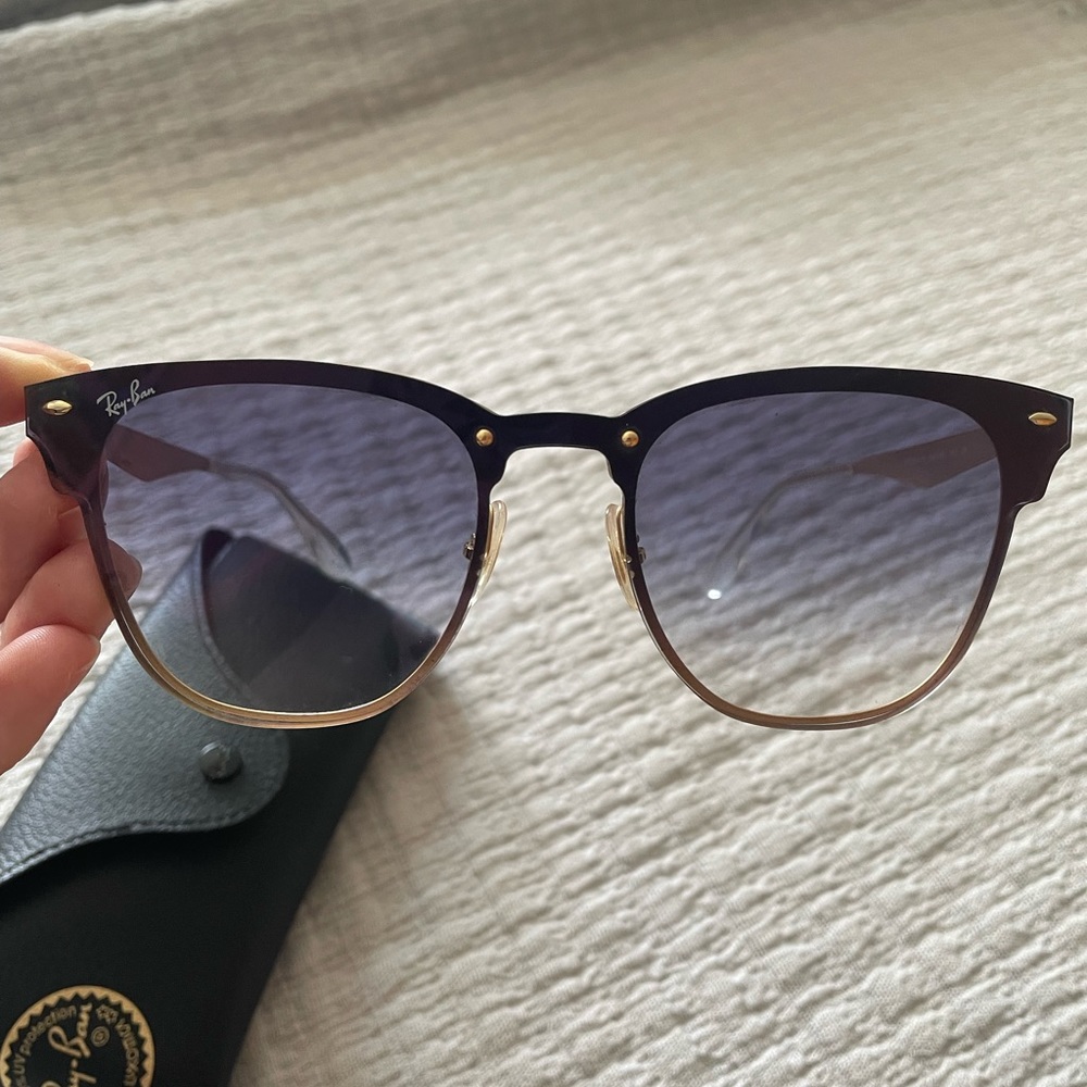 Clubmaster RayBans with tinted blue lens